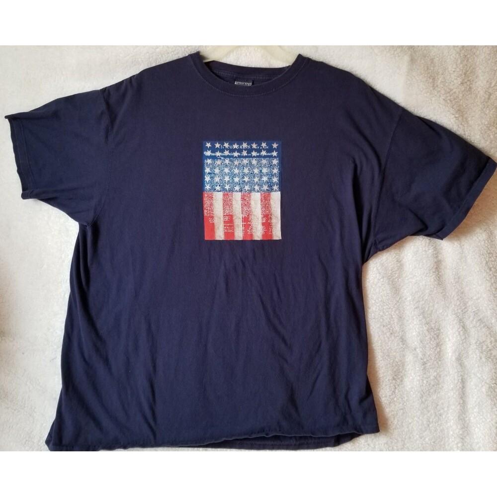 Lands’ End Patriotic Flag Tee XL USA Declaration Graphic Shirt